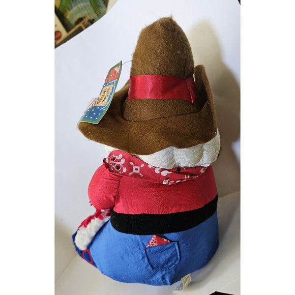 Plush Vintage Christmas Cowboy Santa Partial Tag Candy Cane Guns... - Picture 10 of 16